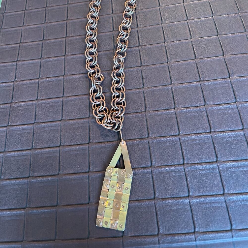 Biker Wallet Chain Handmade Chainmaille 24 1/2" Copper  Byzantine Weave & Charm